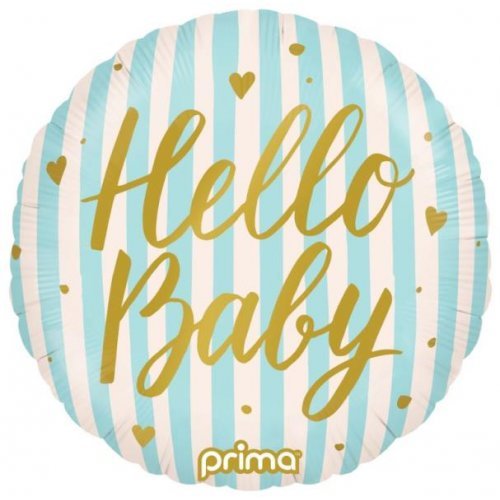 18" Hello Baby Blue Stripes Foil Balloon - Everything Party