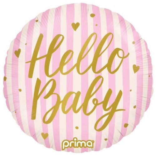 18" Hello Baby Pink Stripes Foil Balloon - Everything Party