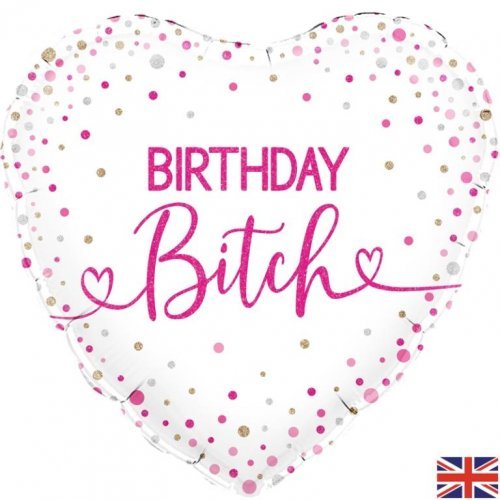 18" Oaktree Birthday Bitch Holographic Heart Shape Foil Balloon - Everything Party