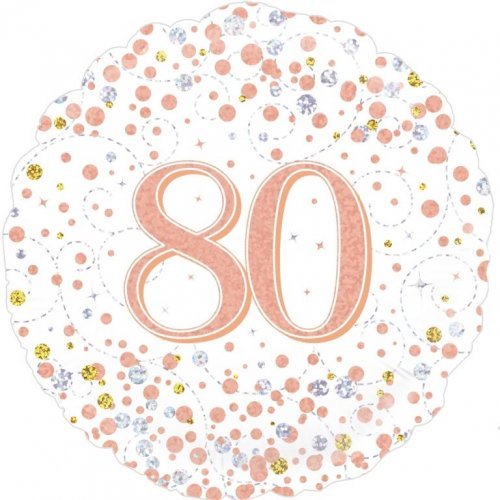 18" Oaktree Happy 80th Birthday Holographic Rose Gold Foil Balloon - Everything Party