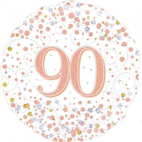 18" Oaktree Happy 90th Birthday Holographic Rose Gold Foil Balloon - Everything Party