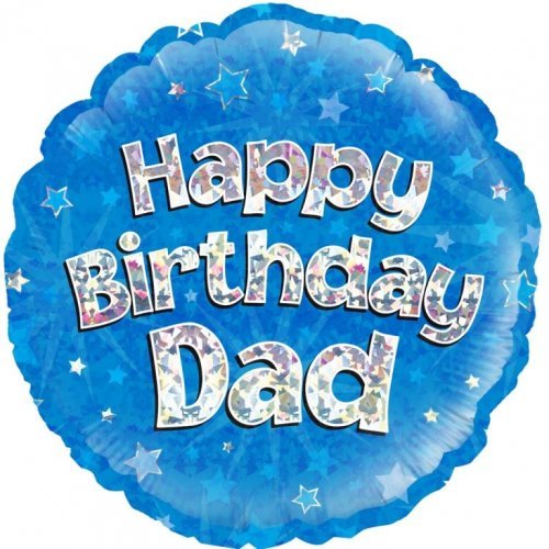 18" Oaktree Happy Birthday Dad Blue Holographic Foil Balloon - Everything Party