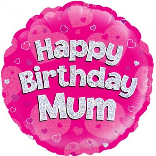 18" Oaktree Happy Birthday Mum Pink Holographic Foil Balloon - Everything Party