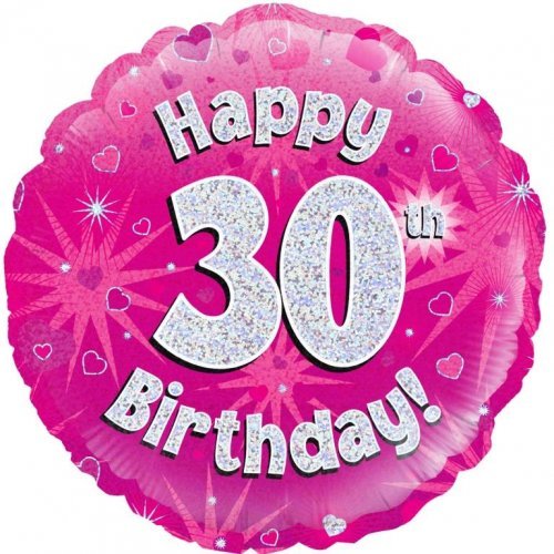 18" Oaktree Holographic Pink Happy 30th Birthday Foil Balloon - Everything Party