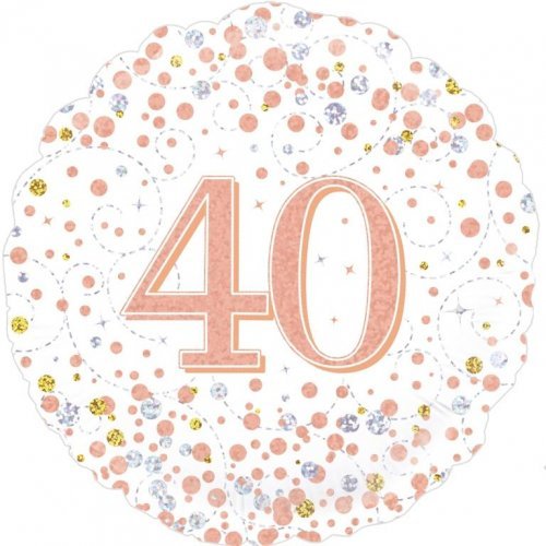 18" Oaktree Holographic Rose Gold 40th Birthday Foil Balloon - Everything Party