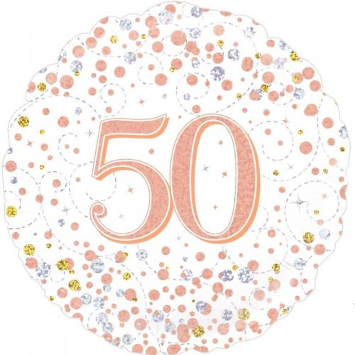 18" Oaktree Holographic Rose Gold 50th Birthday Foil Balloon - Everything Party