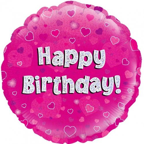 18" Oaktree Pink Holographic Happy Birthday Foil Balloon - Everything Party