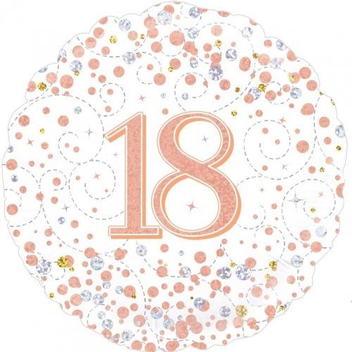 18" Okatree 18th Birthday Holographic Rose Gold Foil Balloon - Everything Party