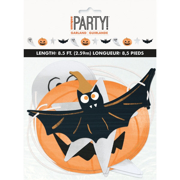 1.8m Bats Boo Halloween Foil Stamped Cutouts Garland - Everything Party