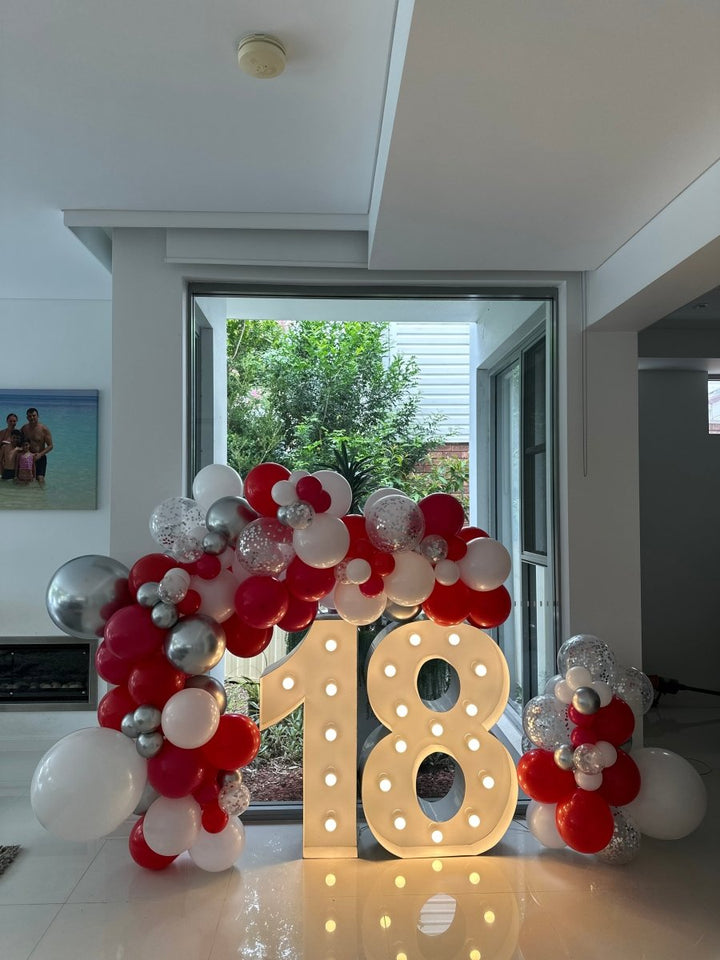 18th Birthday Balloon Garland with 1m LED Number Lights - Everything Party