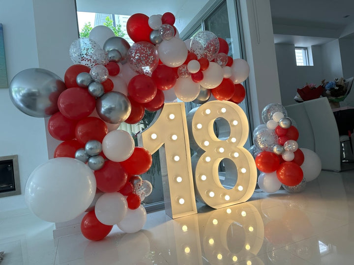 18th Birthday Balloon Garland with 1m LED Number Lights - Everything Party