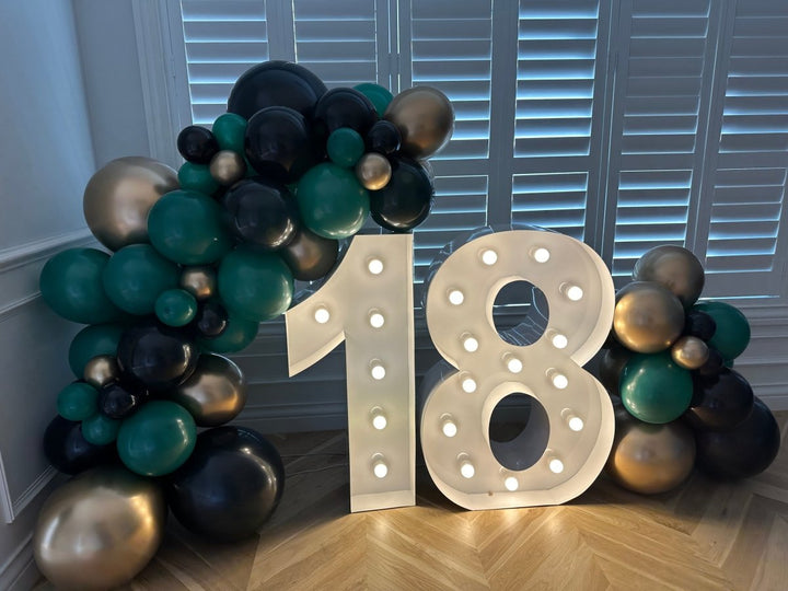 18th Birthday Balloon Garland with 1m LED Number Lights - Everything Party