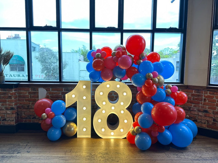 18th Birthday Balloon Garland with 1m LED Number Lights - Everything Party