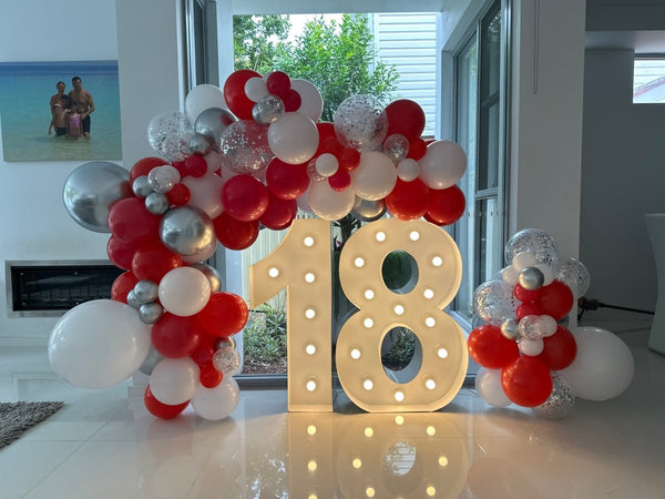 18th Birthday Balloon Garland with 1m LED Number Lights - Everything Party