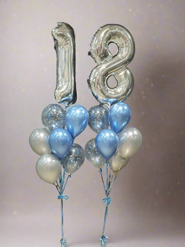 18th Birthday Number Shape Balloon and Confetti Balloon Bouquet - Everything Party