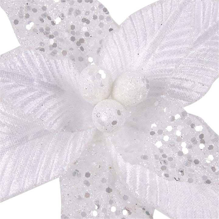 19cm White Artificial Poinsettia with Clip - Everything Party