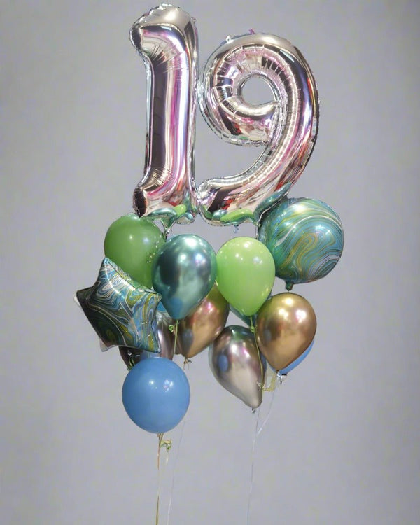 19th Birthday Number Shape Foil Balloon Bouquets - Everything Party