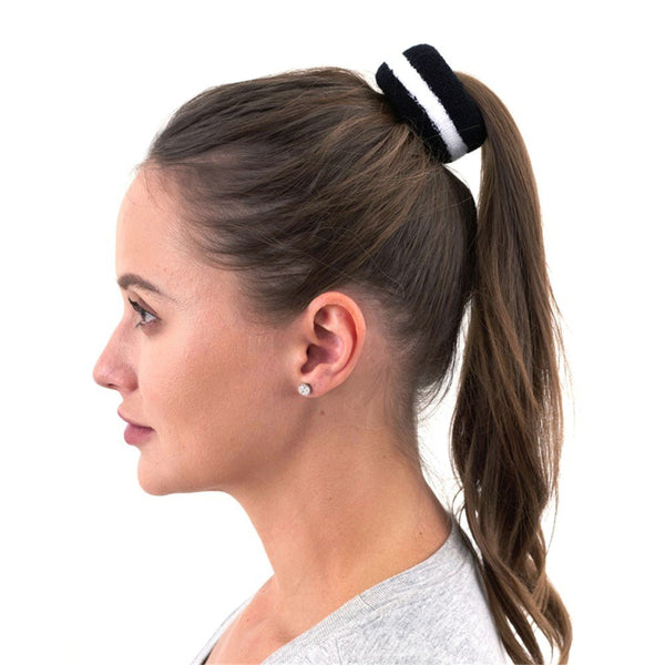 2 - Pack Black Stripe Hair Bands – Retro 80s Style Scrunchies - Everything Party