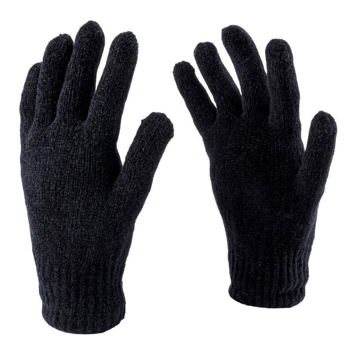 2 Pairs Gloves & Fingerless Glove Set Mens Heat Control Thermal Lined Chenille Black - Everything Party
