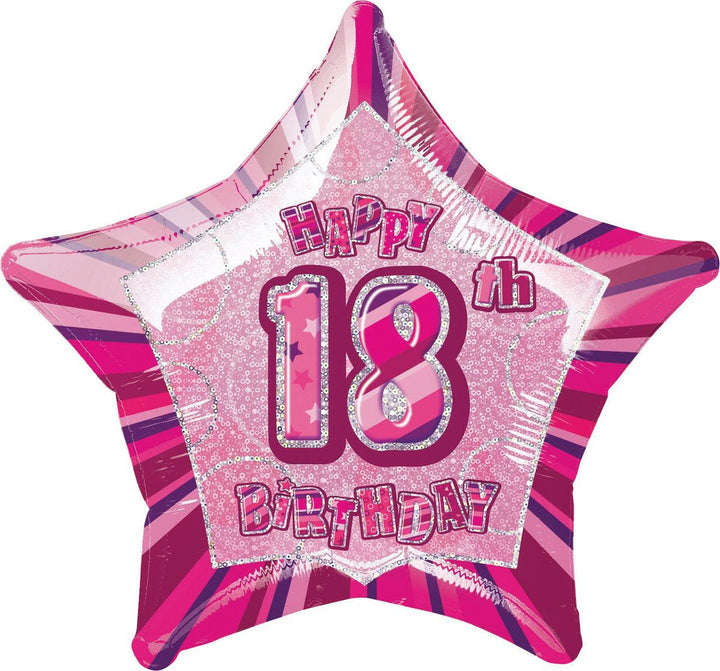 20" Happy 18th Birthday Foil Balloon Star Shape - (Blue, Pink, Black) - Everything Party