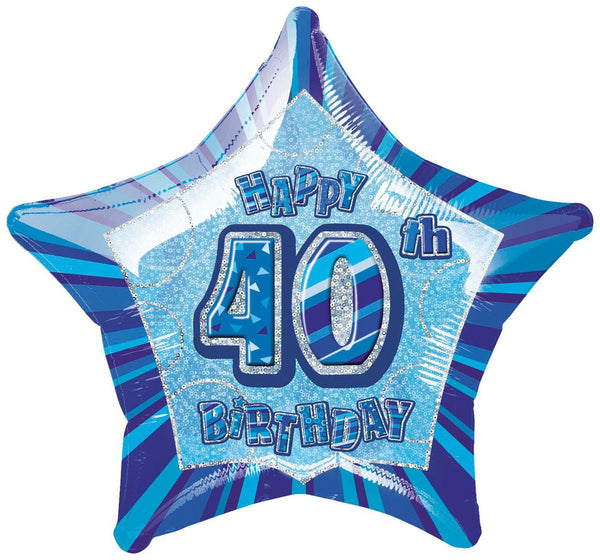 20" Happy 40th Birthday Foil Balloon Star Shape - (Blue, Pink, Black) - Everything Party