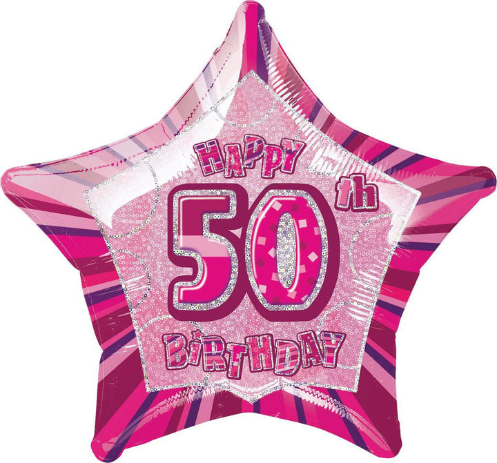 20" Happy 50th Birthday Foil Balloon Star Shape - (Blue, Pink, Black) - Everything Party
