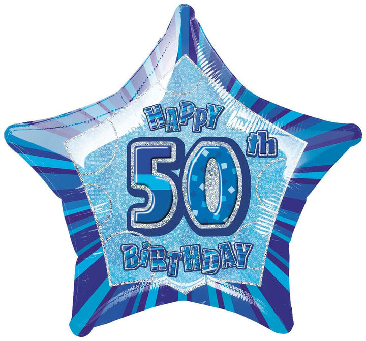 20" Happy 50th Birthday Foil Balloon Star Shape - (Blue, Pink, Black) - Everything Party