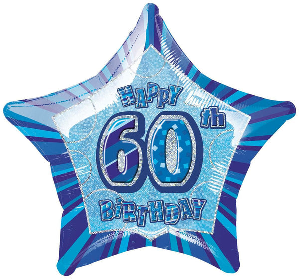 20" Happy 60th Birthday Foil Balloon Star Shape - (Blue, Pink, Black) - Everything Party