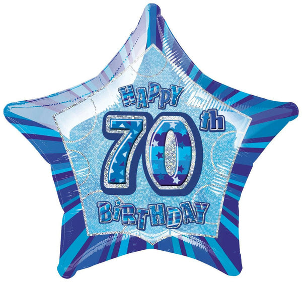 20" Happy 70th Birthday Foil Balloon Star Shape - (Blue, Pink, Black) - Everything Party
