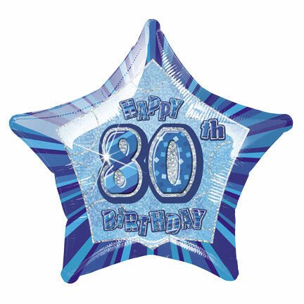 20" Happy 80th Birthday Foil Balloon Star Shape - (Blue, Pink, Black) - Everything Party