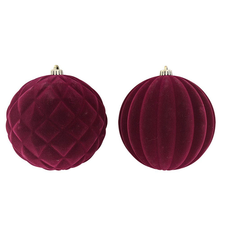 20cm Burgundy Flocked Christmas Bauble – Christmas Decor - Everything Party