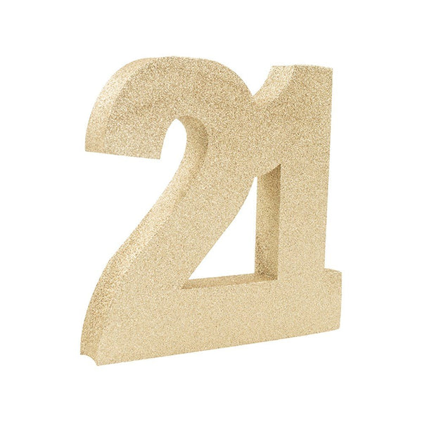 20cm Gold Glitter Number Table Decoration - 21 - Everything Party