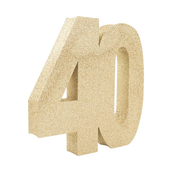 20cm Gold Glitter Number Table Decoration - 40 - Everything Party