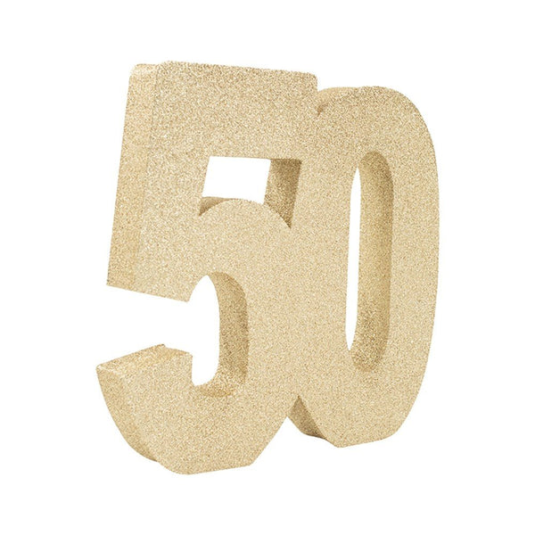 20cm Gold Glitter Number Table Decoration - 50 - Everything Party