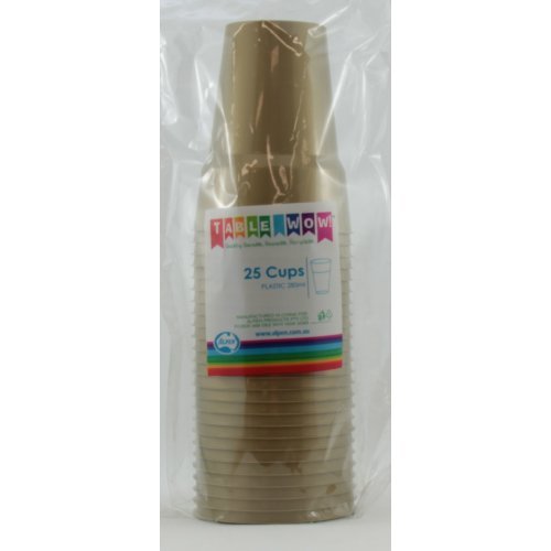 20pk Reusable Plastic Cups 285ml - Gold - Everything Party