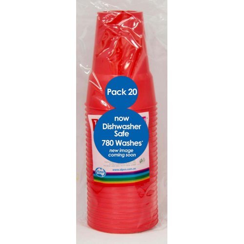 20pk Reusable Plastic Cups 285ml - Red - Everything Party