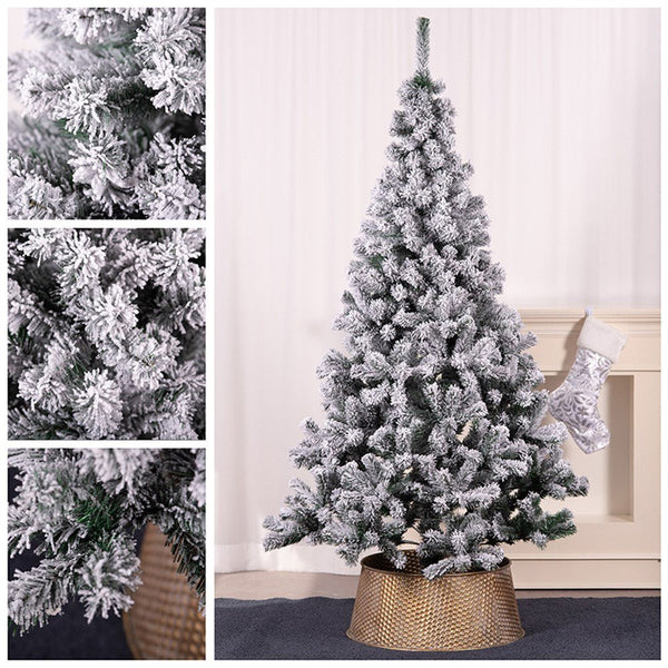 210cm 640 Tips Snowy Flocked Christmas Tree with Metal Stand - Everything Party