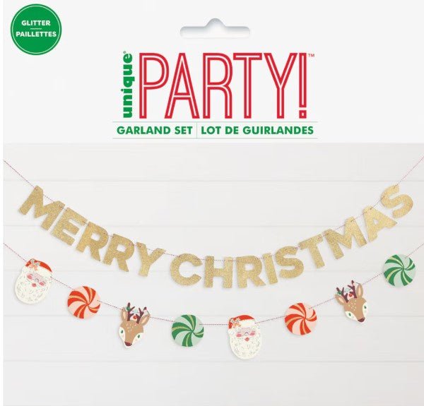 2.13m Glitter Christmas Paper Banner and Garland set - Everything Party