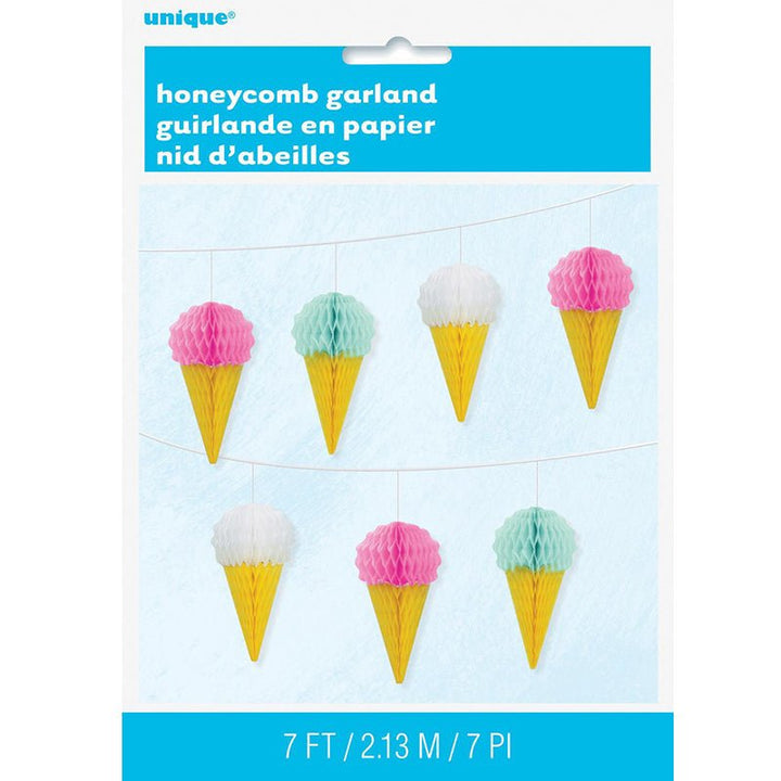 2.13m Pastel Ice Cream Honeycomb Garland - Everything Party