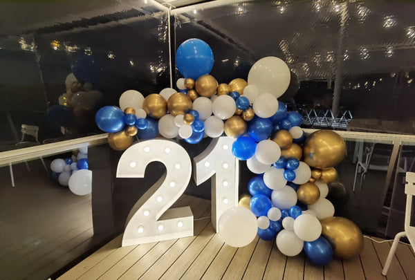21st Birthday Balloon Garland with 1m LED Number Lights - Everything Party
