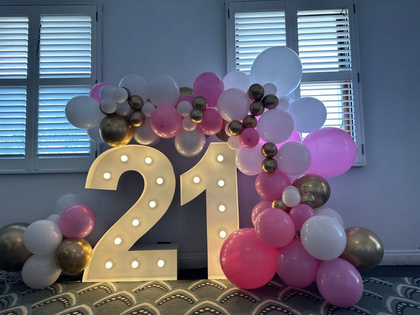 21st Birthday Balloon Garland with 1m LED Number Lights - Everything Party