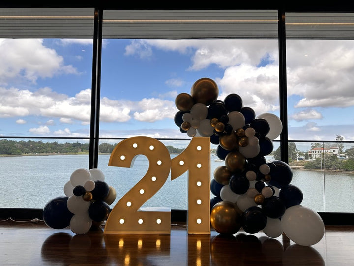 21st Birthday Balloon Garland with 1m LED Number Lights - Everything Party