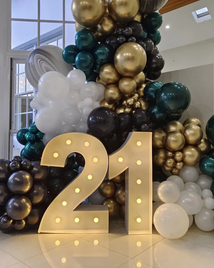 21st Birthday Balloon Garland with 1m LED Number Lights - Everything Party