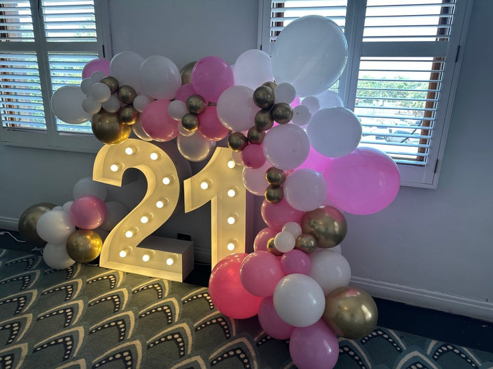 21st Birthday Balloon Garland with 1m LED Number Lights - Everything Party