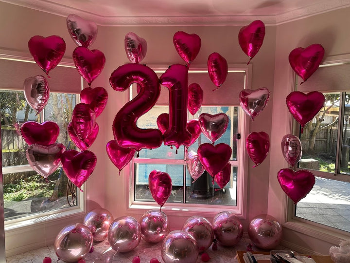 21st Birthday Love Heart Foil Balloon arrangement - Everything Party