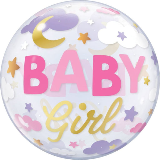 22" Qualatex Baby Girl Sweet Dreams Bubbles Balloon - Everything Party