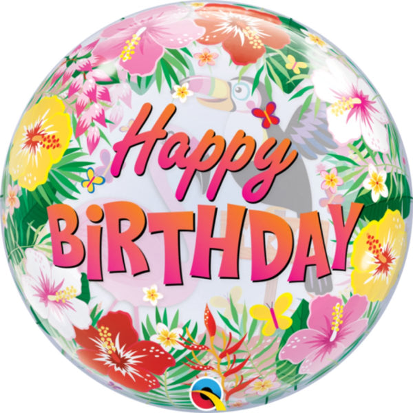 22" Qualatex Tropical Birthday Bubbles Balloon - Everything Party