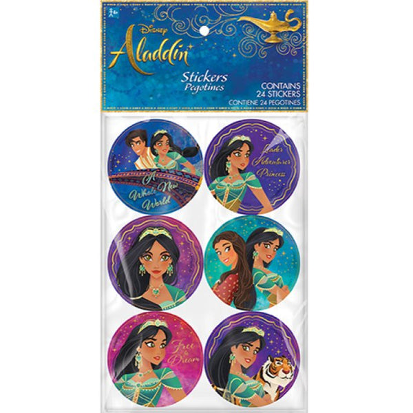 24pk Disney Aladdin Stickers - Everything Party
