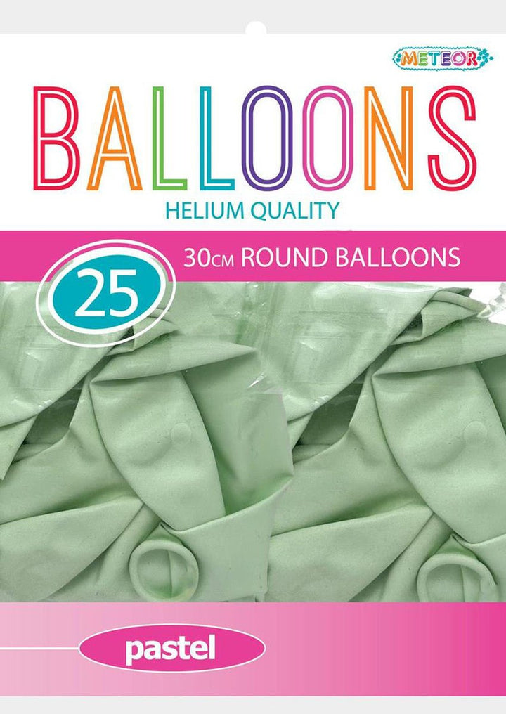 25pk Decorator Helium Quality Latex Balloons 30cm - Pastel Green - Everything Party