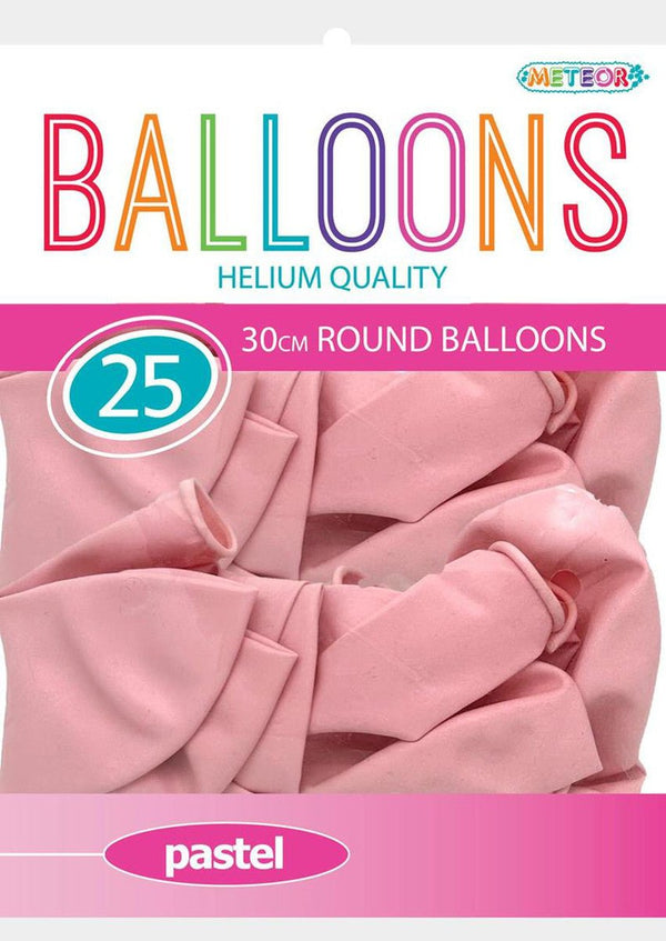 25pk Decorator Helium Quality Latex Balloons 30cm - Pastel Pink - Everything Party
